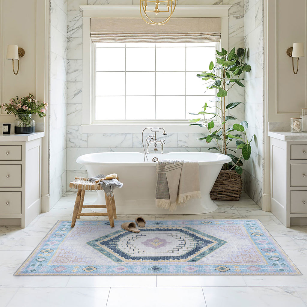 Averill Lavender, Pink & Blue Modern Oushak Rug