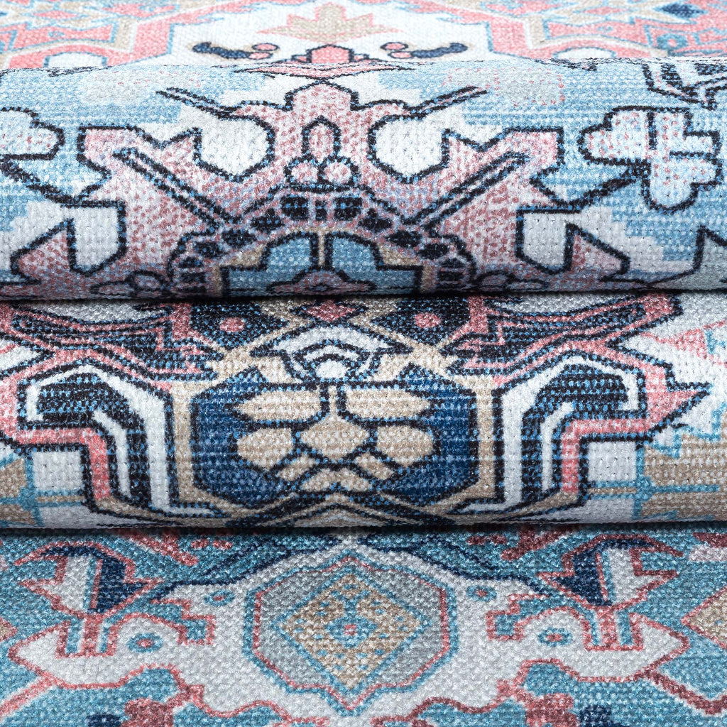 Marielle Navy Pink Heriz Modern Persian Rug