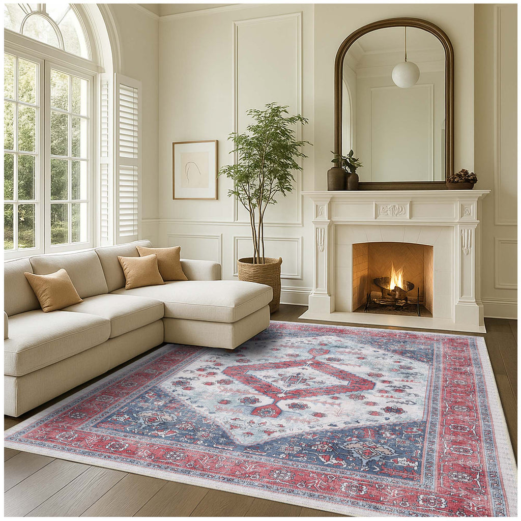 Sandrine Blue Orange Serapi Antique Persian Rug
