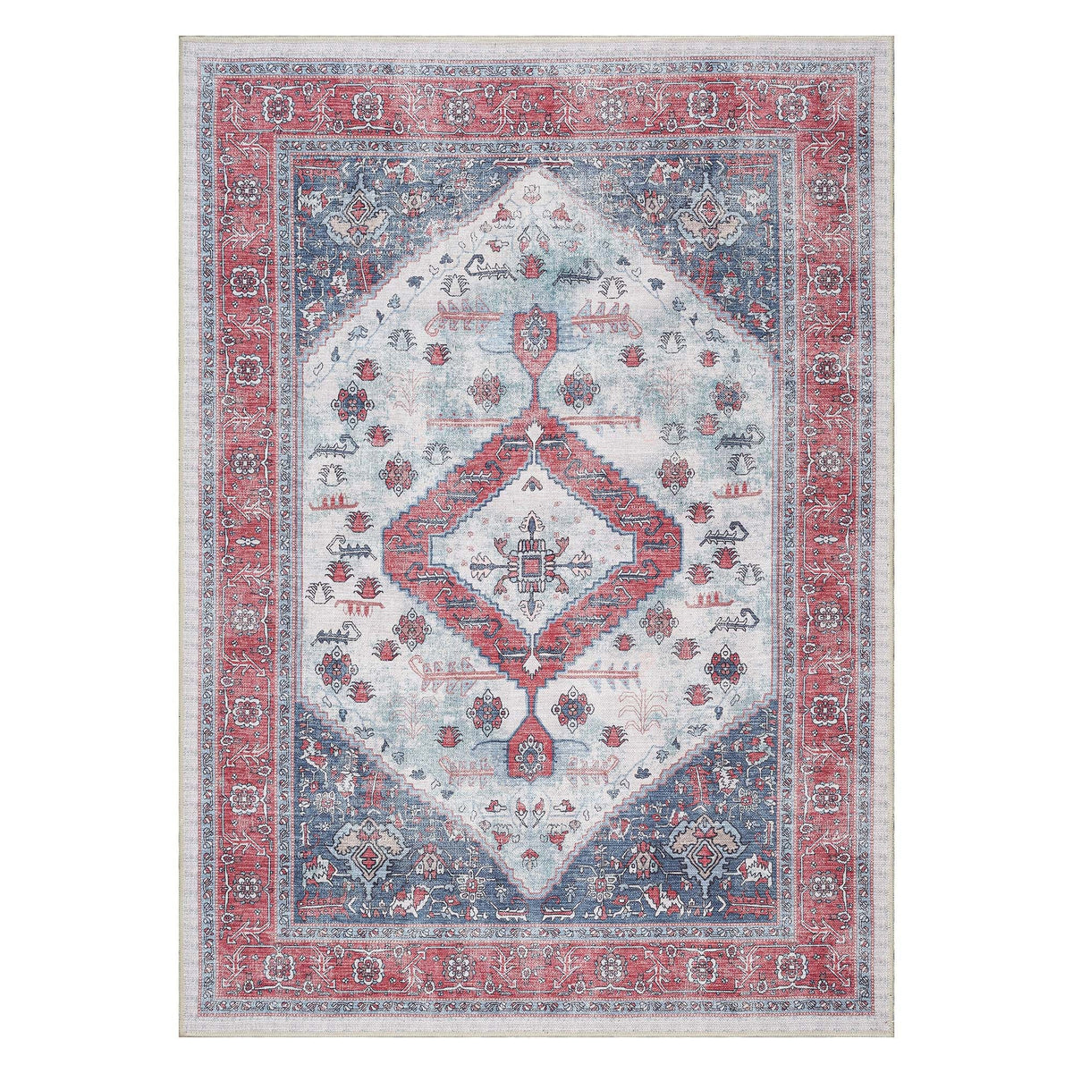 Sandrine Blue Orange Serapi Antique Persian Rug