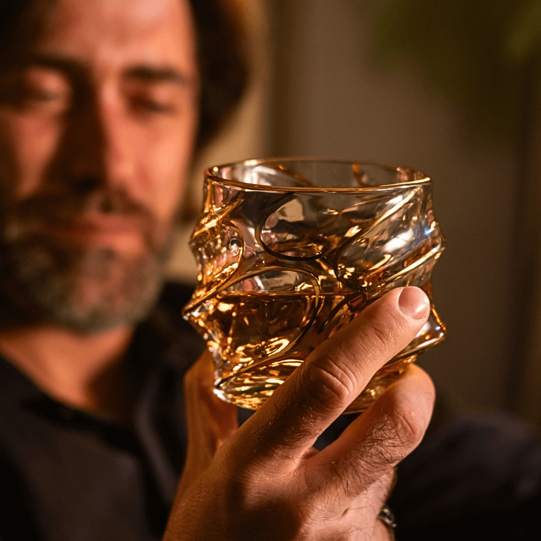 Gold Line Storm Japanese Crystal Whisky Glass