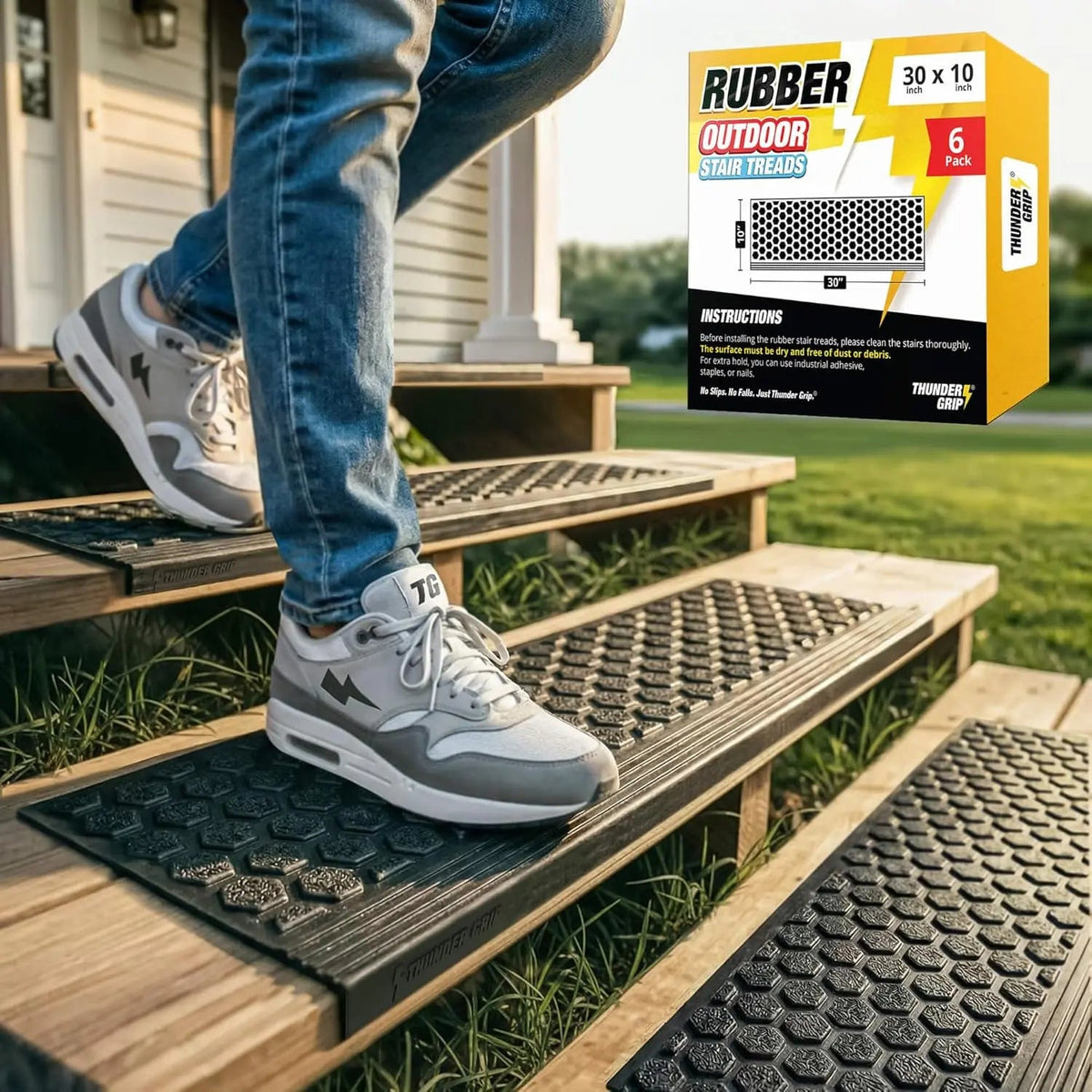 Thunder Grip Heavy-Duty Rubber Stair Treads for Outdoor