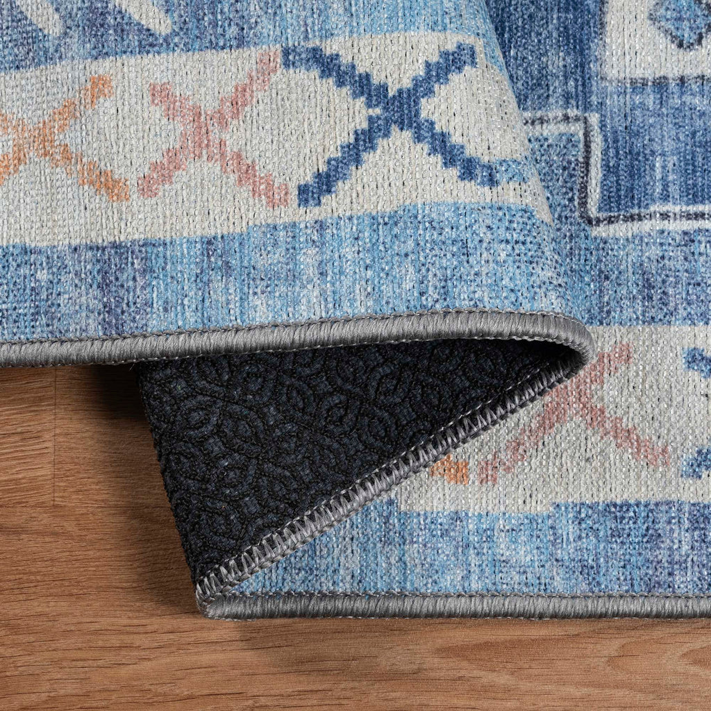 Blue Boho Oushak Washable Rug