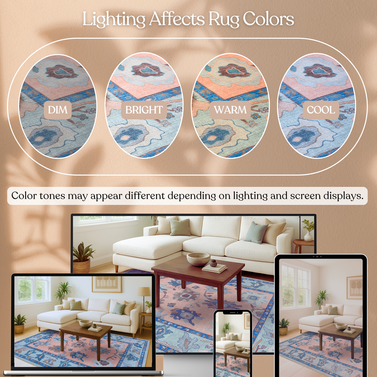 Menna Salmon Orange Blue Modern Oushak Rug