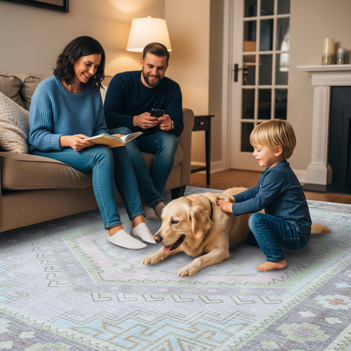 Eloise Faded Pastel Green Modern Oushak Rug