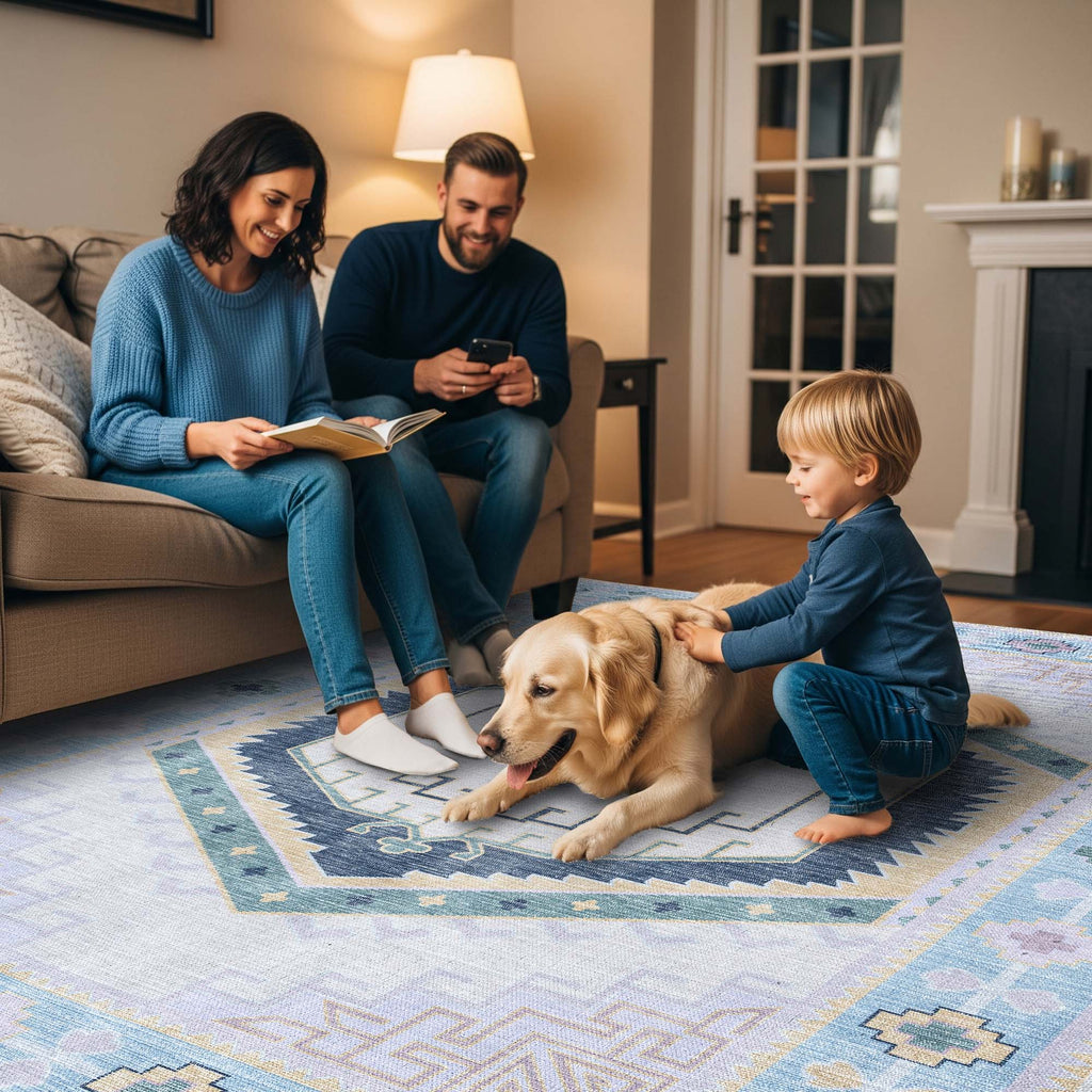 Averill Lavender, Pink & Blue Modern Oushak Rug