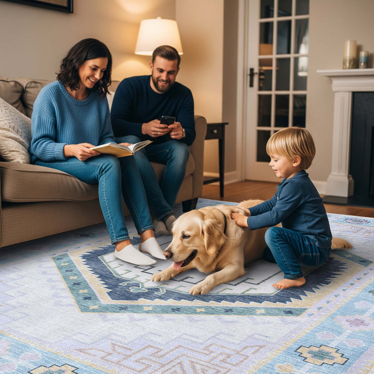 Averill Lavender, Pink & Blue Modern Oushak Rug