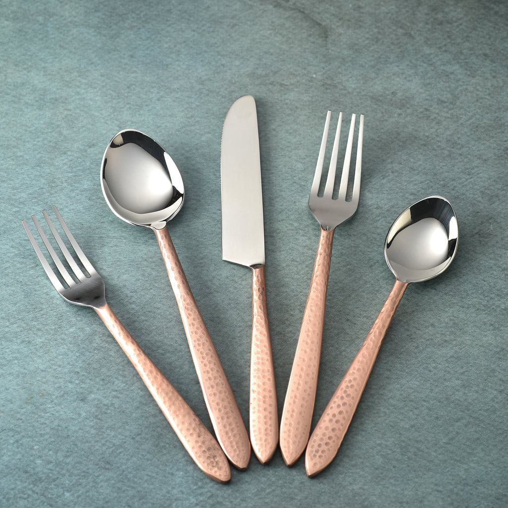 Crimson Hammered Flatware, 5- Pc. Place Setting