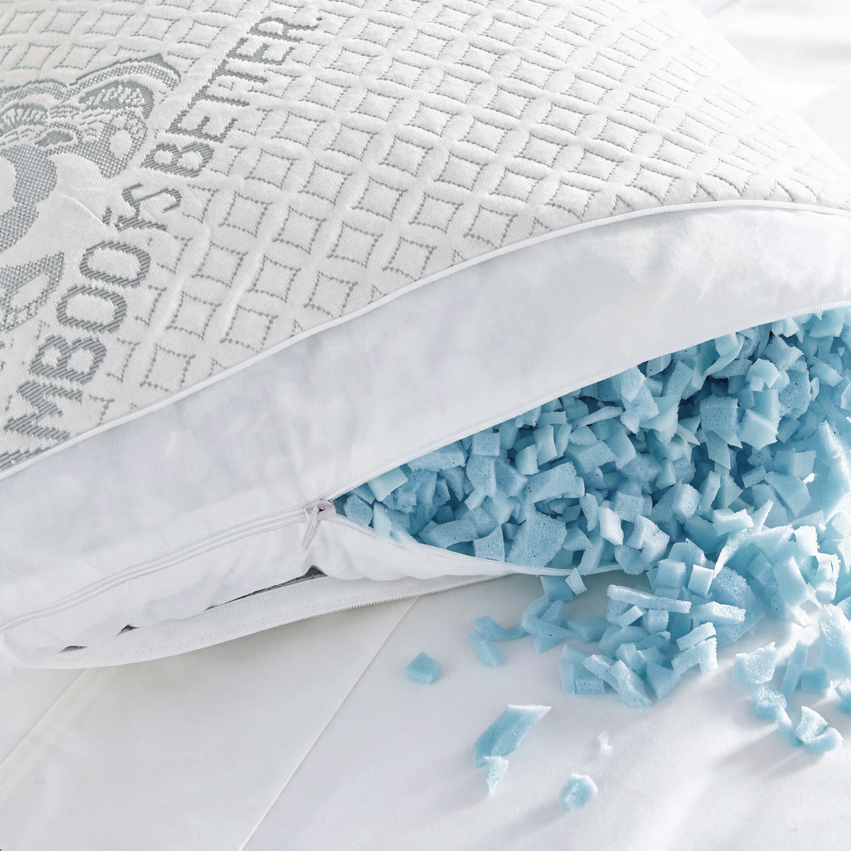Adjustable Bamboo Cooling Pillow – Shredded Gel Memory Foam, Breathable Cover | Queen & King
