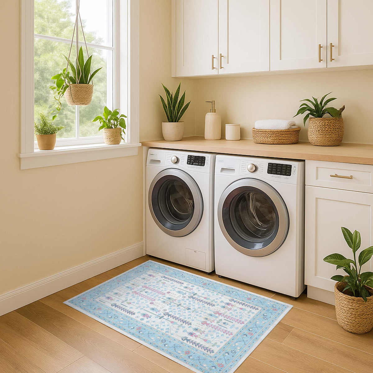 Annela Pastel Light Blue Modern Oushak Rug
