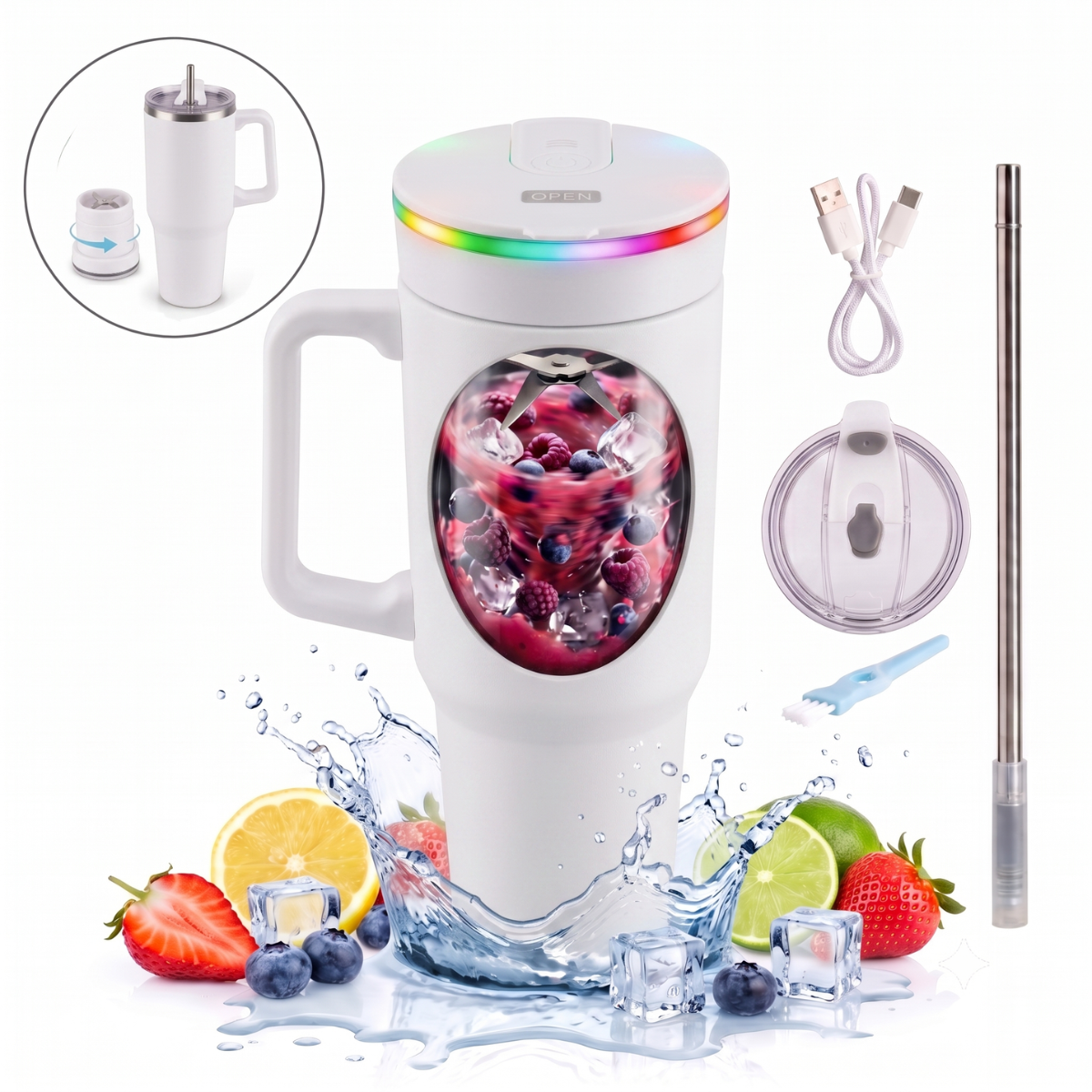 BLENDi Steel Insulated Portable Blender – 21oz, Crushes Ice, USB-C Rechargeable